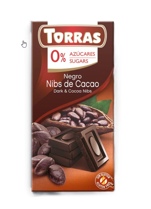 Sugar Free Dark Chocolate with Cocoa Nibs