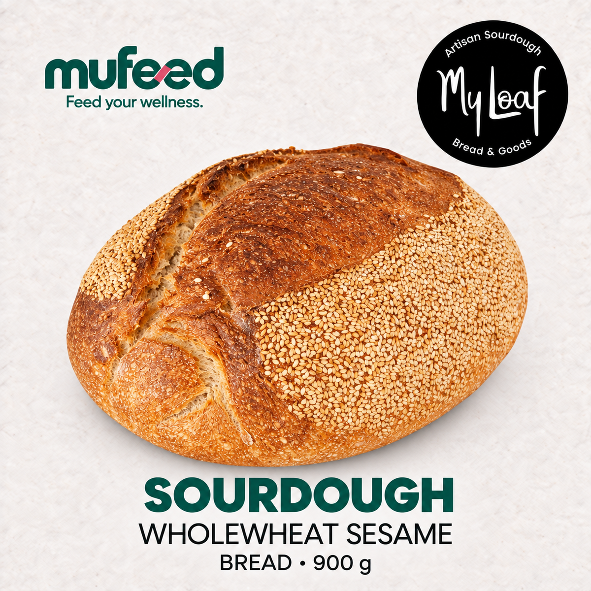 whole wheat sourdough bread topped generously with sesame seeds