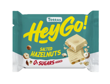Hey Go Sugar Free White Chocolate with Hazelnuts & Salt