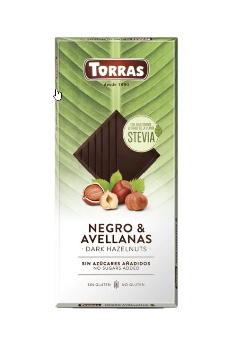 Stevia S/F Dark & Hazelnuts Chocolate
