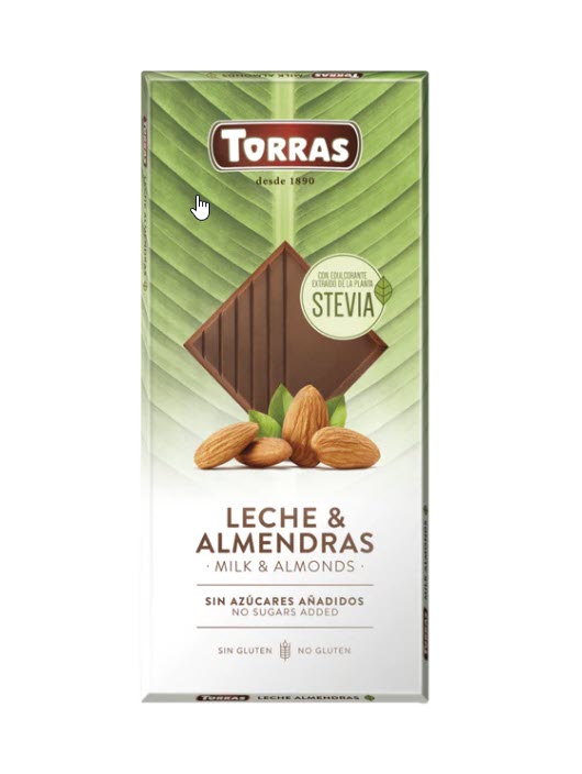 Stevia S/F Milk & Almond Chocolate