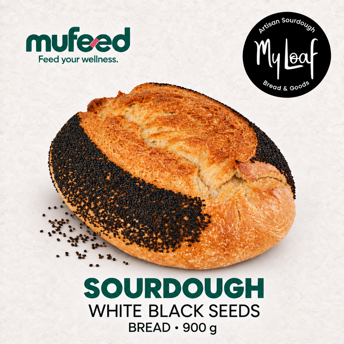 My Loaf White Sourdough Bread with Black Seeds – 900 g