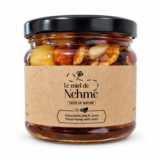 Floral honey with mixed nuts 350 g jar