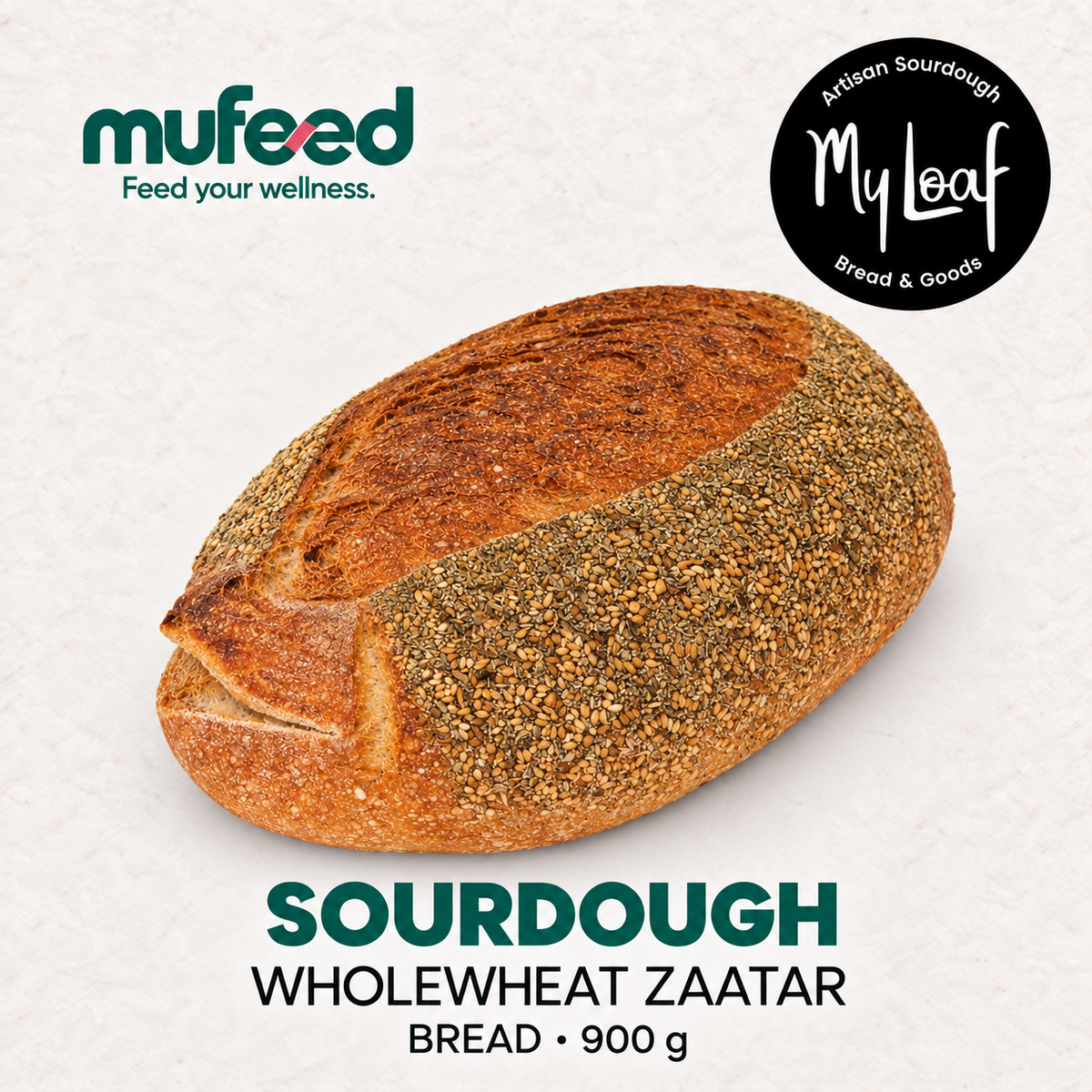 whole wheat sourdough bread with zaatar